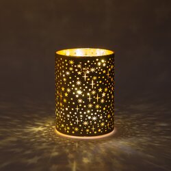 Anna's Collection CYLINDER GLAS MET STERREN 10LED WARM WIT OP 3AA BATTERIJ MET TIMER D9HX12CM CHAMPA - afbeelding 2