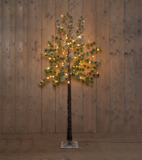 Anna's Collection dennenboom met sneeuw 96 led lampjes h1,8m classic warm