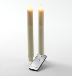 Anna's Collection B.O. 2St Ivoor Rustiek Wax Dinerkaars 23Cm Bewegende Vlam Met Afstandsbediening 2X - afbeelding 2