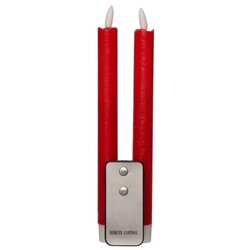 Anna's Collection B.O. 2St Rood Rustiek Wax Dinerkaars 23Cm 3D Lont Met Afstandsbediening 2X2Aaa - afbeelding 2