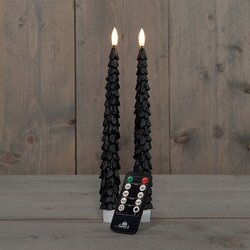 Anna's Collection Dinerkaars Kerstboom Wax 3D Vlam Op 2X2Aaa Batterij Met Afstandsbediening 27Cm Zwa