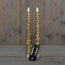 Anna's Collection Dinerkaars Kerstboom Wax 3D Vlam Op 2X2Aaa Batterij Met Afstandsbediening 27Cm Gou