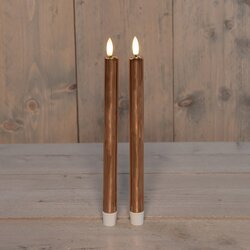 Anna's Collection Dinerkaars Led 3D Vlam Met Timer 2 Stuks H25Cm Koper
