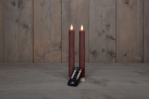 Anna's Collection DINERKAARS RUSTIEK WAX LED BEWEGENDE VLAM OP BATTERIJ MET AFSTANDSBEDIENING H23CM 