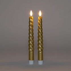 Anna's Collection B.O. 2St 3D Lont Goud Swirl Dinerkaars 23 Cm Rustiek Wax Met Afstandsbediening 2X2