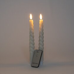 Anna's Collection B.O. 2St Ivoor Swirl Wax Dinerkaars 23Cm 3D Lont Met Afstandsbediening 2X2Aaa