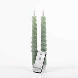 Anna's Collection B.O. 2St Jade Groen Swirl Wax Dinerkaars 23Cm 3D Lont Met Afstandsbediening 2X2Aaa - afbeelding 2