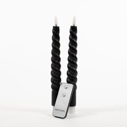 Anna's Collection B.O. 2St Zwart Swirl Wax Dinerkaars 23Cm 3D Lont Met Afstandsbediening 2X2Aaa - afbeelding 2