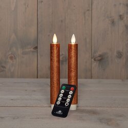 Anna's Collection Dinerkaars Wax Led Bewegende Vlam Op Batterij Met Afstandsbediening  2 Stuks H18Cm