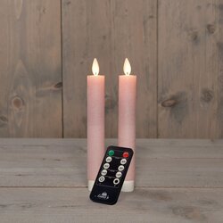 Anna's Collection Dinerkaars Wax Led Bewegende Vlam Op Batterij Met Afstandsbediening  2 Stuks H18Cm