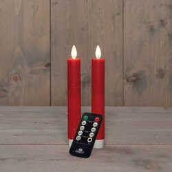 Anna's Collection Dinerkaars Wax Led Bewegende Vlam Op Batterij Met Afstandsbediening  2 Stuks H18Cm