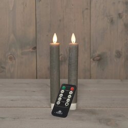 Anna's Collection Dinerkaars Wax Led Bewegende Vlam Op Batterij Met Afstandsbediening  2 Stuks H18Cm