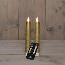 Anna's Collection Dinerkaars Wax Led Bewegende Vlam Op Batterij Met Afstandsbediening  2 Stuks H18Cm