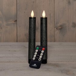 Anna's Collection Dinerkaars Wax Led Bewegende Vlam Op Batterij Met Afstandsbediening  2 Stuks H18Cm