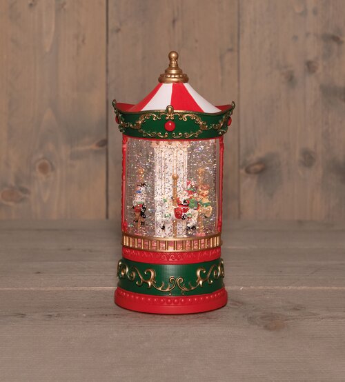 Anna's Collection DRAAIMOLEN MET GLITTERWATER OP 3XAA BATTERIJ MET DC AANSLUITING 12,5X25,5CM WARM W