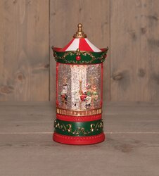 Anna's Collection DRAAIMOLEN MET GLITTERWATER OP 3XAA BATTERIJ MET DC AANSLUITING 12,5X25,5CM WARM W