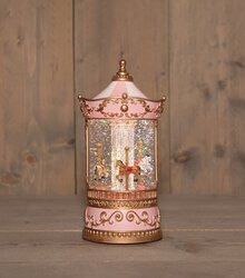 Anna's Collection DRAAIMOLEN ROSE MET GLITTERWATER OP 3XAA BATTERIJ MET DC AANSLUITING 12,5X25,5CM W