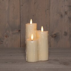 Anna's Collection DRUIPKAARS WAX 3 X 3D VLAM OP 2XAA BATTERIJ MET TIMER 16.5X11CM IVOOR