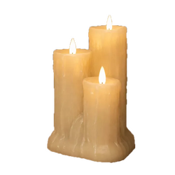 Anna's Collection DRUIPKAARS WAX 3 X BEWEGENDE VLAM OP 2XC BATTERIJ MET TIMER 11,5X15CM IVOOR