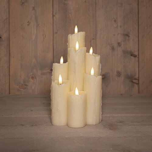 Anna's Collection DRUIPKAARS WAX 7 X 3D VLAM OP 2XAA BATTERIJ MET TIMER 15X15X25.5CM IVOOR