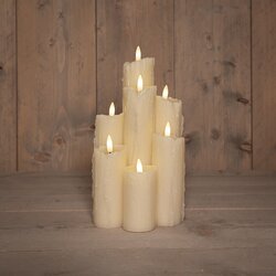 Anna's Collection DRUIPKAARS WAX 7 X 3D VLAM OP 2XAA BATTERIJ MET TIMER 15X15X25.5CM IVOOR