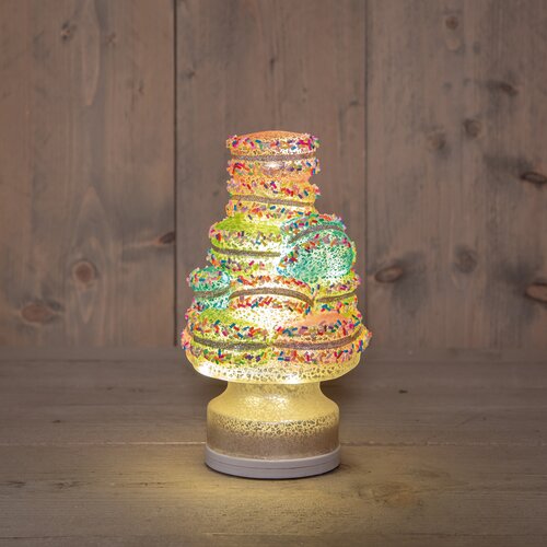 Anna's Collection ETAGERE MACARONS GLAS DRAAIEND LED OP VOET OP BATTERIJ EN USB C 12.5X12.5X22.5