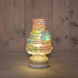 Anna's Collection ETAGERE MACARONS GLAS DRAAIEND LED OP VOET OP BATTERIJ EN USB C 12.5X12.5X22.5