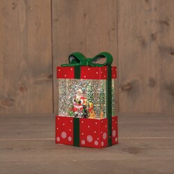 Anna's Collection GESCHENK KERSTMAN IN GLITTERWATER  OP 3AA BATTERIJ MET DC AANSLUITING 11,5X19CM WA