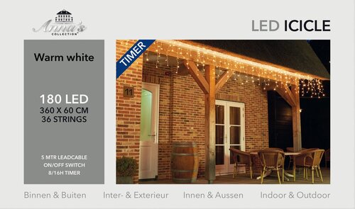 Anna's Collection gordijnverlichting 180 led lampjes 3,6m warm wit - afbeelding 1