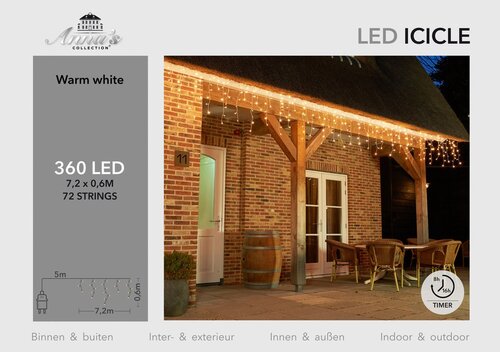 Anna's Collection gordijnverlichting 360 led lampjes 7,2m warm wit - afbeelding 1