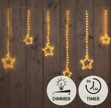 Anna's Collection gordijnverlichting ster 364 led lampjes 2m classic warm wit