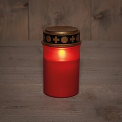 Anna's Collection Grafverlichting Led Op Batterij Met Timer 12X7Cm Rood - afbeelding 1
