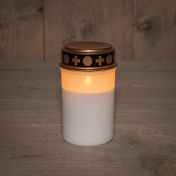 Anna's Collection Grafverlichting Led Op Batterij Met Timer 12X7Cm Wit - afbeelding 1