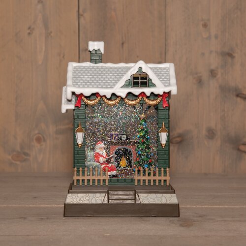 Anna's Collection HUIS KERSTMAN MET GLITTERWATER  OP 3AA BATTERIJ MET DC AANSLUITING 18,5X9,5X29,5CM