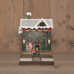 Anna's Collection HUIS KERSTMAN MET GLITTERWATER  OP 3AA BATTERIJ MET DC AANSLUITING 18,5X9,5X29,5CM