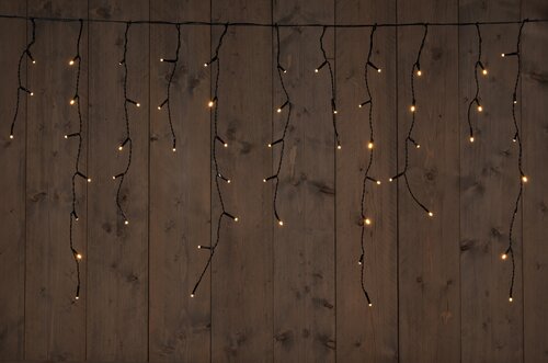 Anna's Collection ICICLE LIGHTS ZWART 360L/720X60CM LED CLASSIC - 5M AANLOOPSNOER - IP44 TRAFO AAN /