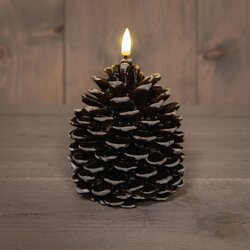 Anna's Collection KAARS DENNENAPPEL LED 3D VLAM OP BATTERIJ MET TIMER 12.5X10.5CM BRUIN