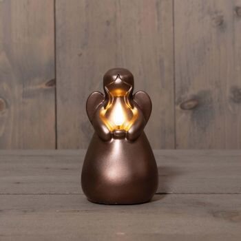 Anna's Collection Kaars Engel Wax 3D Vlam Op 2Xaaa Batterij Met Timer 14.5X8.5Cm Brons_x000D_