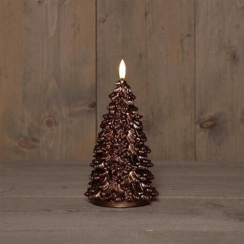 Anna's Collection Kaars Kerstboom Wax 3D Vlam Op 2Xaa Batterij Met Timer 20X9.5Cm Brons