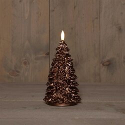 Anna's Collection Kaars Kerstboom Wax 3D Vlam Op 2Xaa Batterij Met Timer 20X9.5Cm Brons