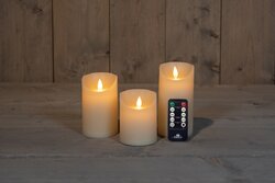 Anna's Collection KAARS RUSTIEK WAX LED BEWEGENDE VLAM OP BATTERIJ MET AFSTANDSBEDIENING 10/12.5/15X