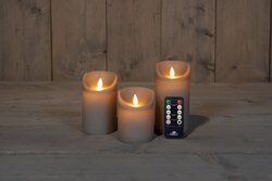 Anna's Collection KAARS RUSTIEK WAX LED BEWEGENDE VLAM OP BATTERIJ MET AFSTANDSBEDIENING 10/12.5/15X