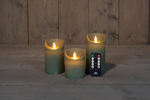 Anna's Collection KAARS RUSTIEK WAX LED BEWEGENDE VLAM OP BATTERIJ MET AFSTANDSBEDIENING 10/12.5/15X