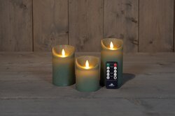 Anna's Collection KAARS RUSTIEK WAX LED BEWEGENDE VLAM OP BATTERIJ MET AFSTANDSBEDIENING 10/12.5/15X