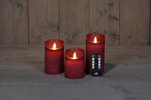 Anna's Collection KAARS RUSTIEK WAX LED BEWEGENDE VLAM OP BATTERIJ MET AFSTANDSBEDIENING 10/12.5/15X