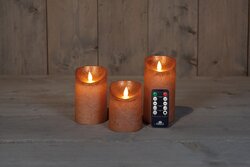 Anna's Collection KAARS RUSTIEK WAX LED BEWEGENDE VLAM OP BATTERIJ MET AFSTANDSBEDIENING 10/12.5/15X