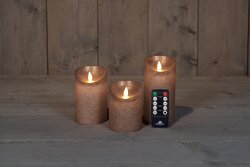 Anna's Collection KAARS RUSTIEK WAX LED BEWEGENDE VLAM OP BATTERIJ MET AFSTANDSBEDIENING 10/12.5/15X