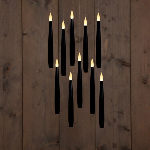 Anna's Collection Kaars Zwevend Led Met Timer Inclusief Toverstok, Draad En Haken 10 Stuks H15Cm Zwa - afbeelding 1