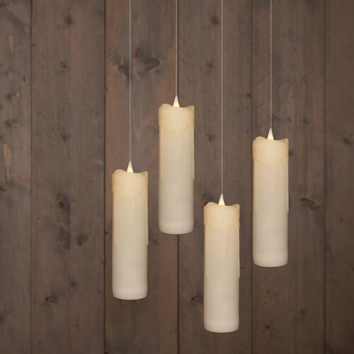 Anna's Collection Kaars Zwevend Led Met Timer Inclusief Toverstok, Draad En Haken 4 Stuks 18X5Cm Wit - afbeelding 1