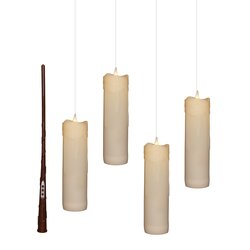 Anna's Collection Kaars Zwevend Led Met Timer Inclusief Toverstok, Draad En Haken 4 Stuks 18X5Cm Wit - afbeelding 2